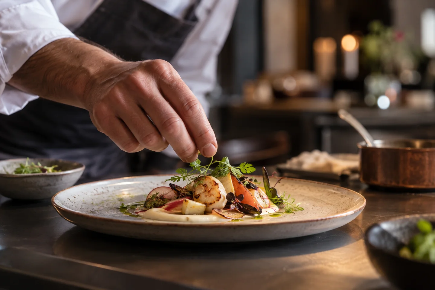 Un plat de saison dressé avec soin
